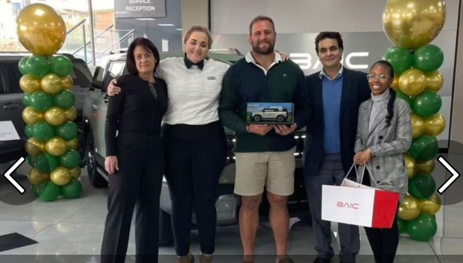 Thomas du Toit at the BAIC South Africa dealership with his B30
